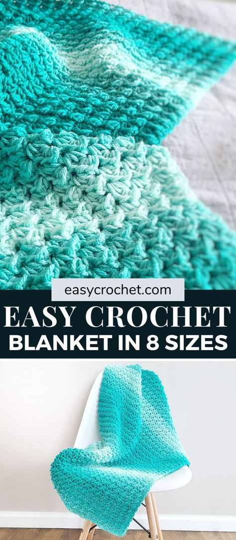 Crochet Throw Pattern, Crochet Baby Blanket Free Pattern, Crochet Unique, Chunky Crochet Blanket, Crochet Blanket Pattern Easy, Crochet Afghan Patterns Free, Crochet Stitches For Blankets, Easy Crochet Blanket, Crochet Blanket Designs