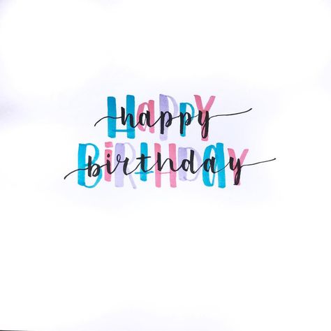 Brush Lettering Happy Birthday, Happy Birthday Hand Lettering, 30th Birthday Quotes, Happy Birthday Calligraphy, Happy Birthday Writing, Happy Birthday Font, Happy Birthday Icons, Happy Birthday Words, Simple Birthday Cards