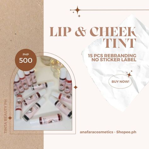 Lip & Cheek Tint Rebranding - Our Lip & Cheek Tints will be a great addition to your business! Buy 15 pcs of our Lip & Cheek Tint for only 500 pesos and rebrand them as your own! Lip Tint Layout Design, Lip Cheek Tint, Lip And Cheek Tint, Cheek Tint, Design Sticker, Lip Tint, Sticker Labels, Layout Design, Beauty Products