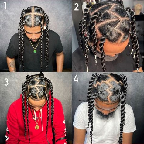 Long Two Strand Twist Men, Box Braids For Men With Long Hair, Jumbo Twists Men, 4 Long Braids, Kamakazi Twist Men, Jumbo Box Braids Men, Men Long Braids, Male Box Braids, 2 Strand Twist Styles Natural Men