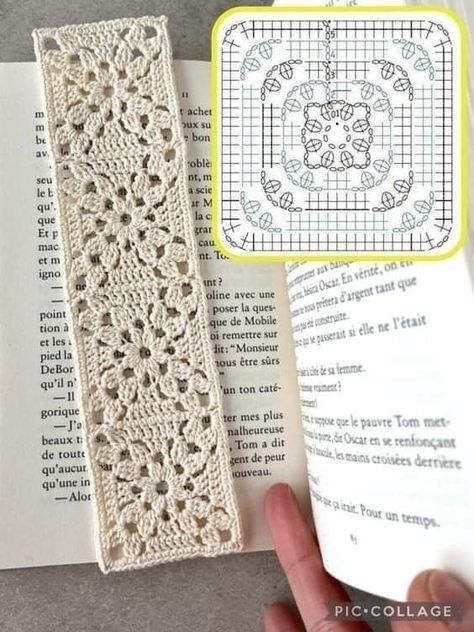 Crochet Cotton Thread Patterns Free, What To Do With Granny Squares Ideas, What To Do With Granny Squares, Granny Square Crochet Pattern Diagram, Granny Square Bookmark, Crochet Squares Pattern, Diagram Crochet, Cotton Thread Crochet, Crochet Pattern Granny Square