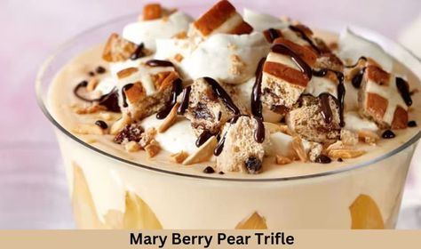 Mary Berry Pear Trifle Mary Berry Trifle, Mary Berry Pavlova, Pear Trifle, Cherry Trifle, Trifle Recipes, British Cooking, Mary Berry Recipe, Berry Trifle, British Recipes