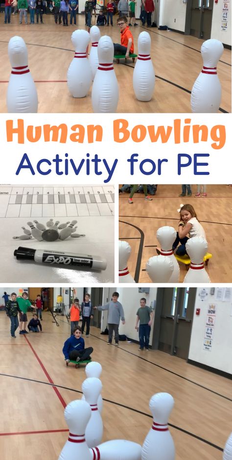 Human Bowling, Nursery School Activities, Teamwork Activities, Elementary School Activities, Activities Elementary, Elementary Physical Education, Elementary Pe, Physical Education Lessons, Pe Activities