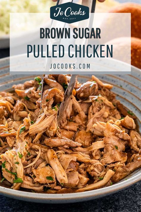 This Brown Sugar Pulled Chicken is the most tender and delicious chicken. Perfect for tacos, burritos, quesadillas or sandwiches. #slowcokerchicken #pulledchicken #recipe #instantpot Pull Chicken Recipe, Pulled Chicken Recipe Ideas, Pulled Chicken Crock Pot Recipes, Chicken Cordon Bleu Casserole Recipe, Crockpot Pulled Chicken, Chicken Crepes, Pulled Chicken Recipes, Chicken Chilli, Meat Entrees