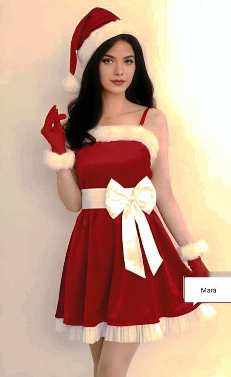 Santa Dress Women Outfit, Santa Claus Outfit Woman, Cute Xmas Outfits, Santa Dress Women, Santa Dresses, Cupid Crunch, Christmas Dress Ideas, Mrs Claus Outfit, Christmas Dress Outfit