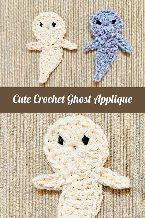 Booooo!!! Here is a Cute and Adorable Crochet Ghost to add to your Halloween Decorations. It’s just perfect for your Halloween decor and also for adding to those little treat bags. Crochet Ghost Applique, Crochet Appliqué, Crochet Ghost, Crafts Diy Projects, Adorable Crochet, Double Crochet Stitch, Basic Crochet Stitches, Halloween Crochet, Crochet Applique