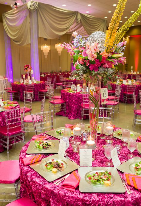 Fuscia Wedding, Buffet Table Wedding Receptions, Hot Pink Decor, Reception Buffet, Fuschia Wedding, Pink Wedding Receptions, Buffet Wedding Reception, Baby Pink Wedding, Hot Pink Wedding