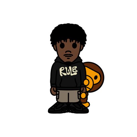 Bape Characters Rappers, Bape Characters, Milo Bape, Bape Cartoon, Bape Art, Pfp Character, Fashionista Aesthetic, Bear Brick, Kanji Tattoo