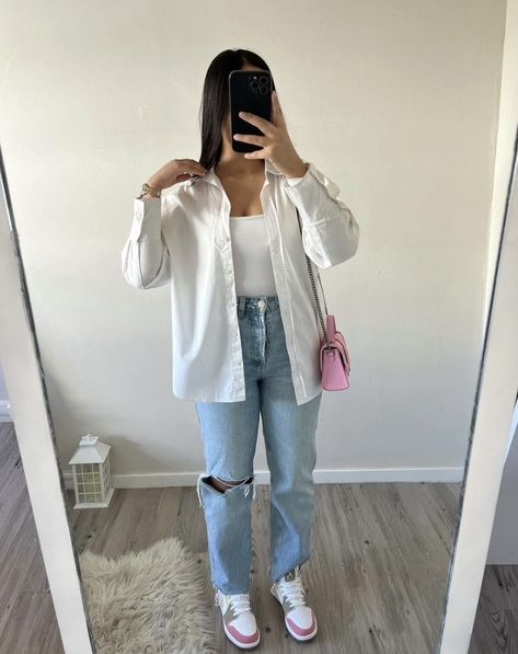 White Chemise Outfit Casual, Chemise Blanche Outfit, Outfit Chemise Blanche, Casual Trendy Outfits, White Shirt Outfits, Outfit Zara, Mode Zara, Uni Outfits, Casual Day Outfits