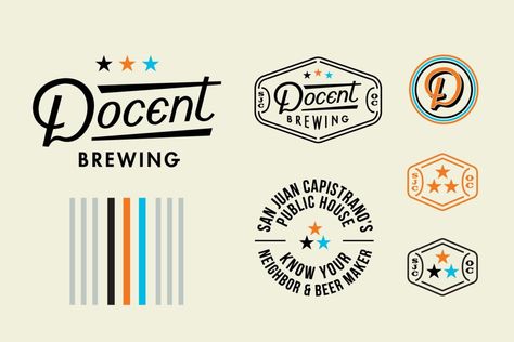 Docent Brewing Branding by Hoodzpah Design Beer Label Design, Craft Logo, Beer Logo, Beer Design, Retro Logos, Branding Design Inspiration, Modern Logo Design, Badge Design, Beer Label