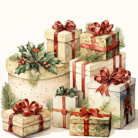 Pictures Of Christmas Presents, Stack Of Christmas Presents, Christmas Gifts Illustration, Holiday Gift Box Ideas, Christmas Textures, Ios18 Emoji, Christmas Gift Drawing, Christmas Carol Book, Christmas Composition