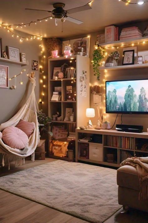 Teen Living Room Hangouts, Comfy Hangout Room, Teen Playroom Ideas, Cozy Hangout Room, Hangout Room Ideas Teen Lounge, Hang Out Room Ideas, Aesthetic Hangout Room, Teen Hangout Room Ideas, Photo Room Decor