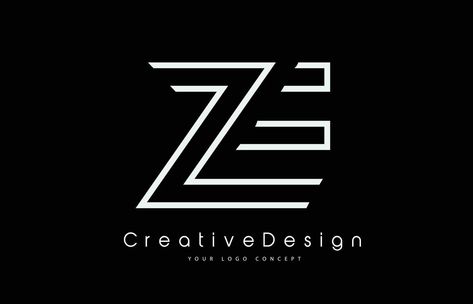 ZE Z E Letter Logo Design in White Colors. Z Logo Design Ideas, Z Logo Design, Z Letter Logo, E Letter Logo, Letter Z Logo, E Letter, Text Logo Design, Identity Branding, Lettering Art