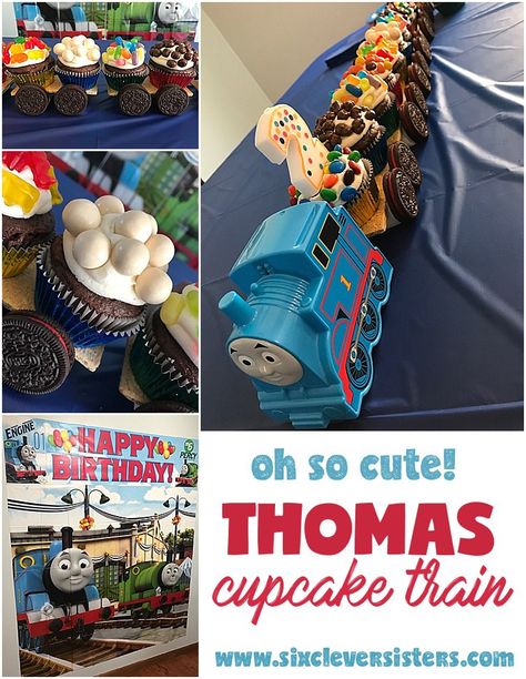 part Train Birthday Party Cake, Cupcake Train, Thomas Cupcakes, Rory's Birthday, Cupcakes For Kids, Train Cupcakes, Thomas Party, Thomas The Train Birthday, Toddler Birthday Cakes