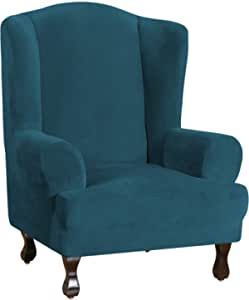 Velvet Wing Chair, Wingback Chair Living Room, Wingback Chair Slipcovers, Wingback Chair Covers, Sitting Cushion, Wingback Armchair, Chair Slipcovers, Armchair Slipcover, Plush Sofa