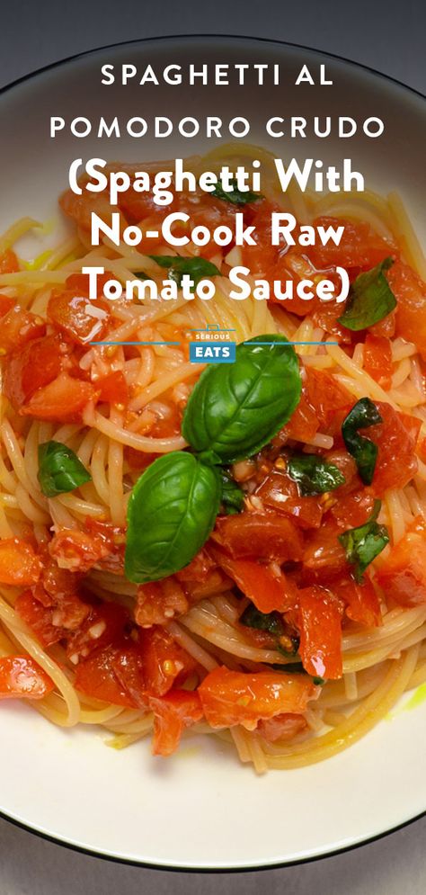 Pasta With No Cheese, Spaghetti Al Pomodoro, Summertime Food, Cherry Tomato Sauce, Cherry Tomato Pasta, Weeknight Recipes, Tomato Pasta Sauce, No Cook, Tomato Sauce Recipe