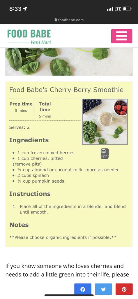 Vani Hari, Smoothie Prep, Berry Smoothie, Food Babe, Time To Eat, Mixed Berries, 2 Ingredients, Pumpkin Seeds, Coconut Milk