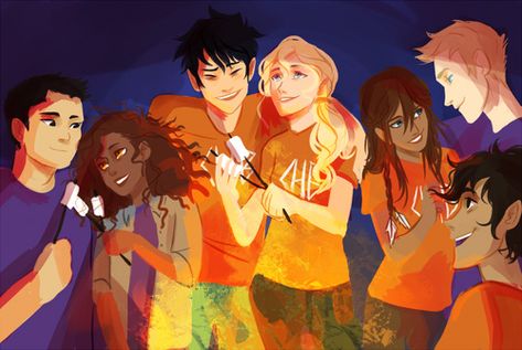 This is my favorite picture of the seven. Heroes Of Olympus Characters, Hazel And Frank, The Kane Chronicles, Percy And Annabeth, Pjo Hoo, Percy Jackson Fan Art, Magnus Chase, Kane Chronicles, Leo Valdez