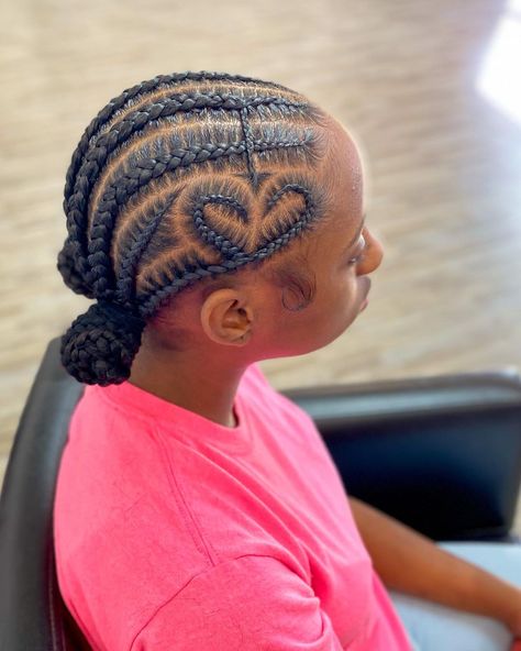 Braids In Two Ponytails, Heart Cornrows, Two Cornrow Braids, Heart Hairstyles, Braiding Ideas, Toddler Braided Hairstyles, Two Ponytails, Kids Braids, Hairstyles Pictures