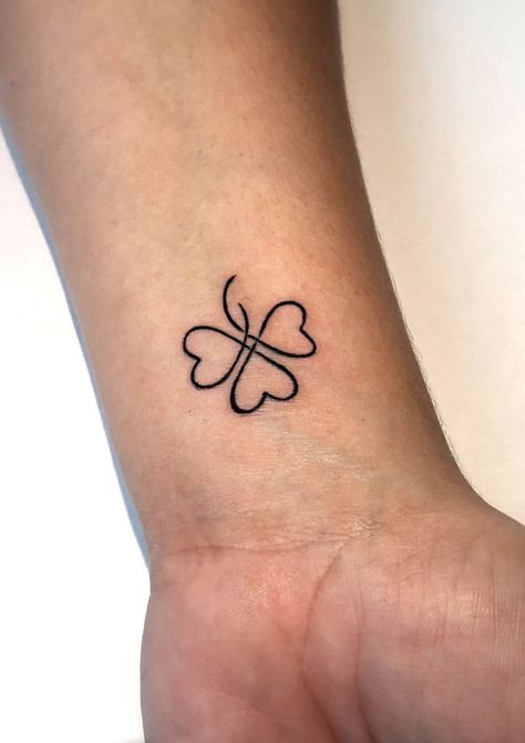 Shamrock Tattoos: Meanings, Tattoo Designs & Ideas Fingerprint Clover Tattoo, 4 Leaf Shamrock Tattoo, Irish Meaning Tattoos, Small Irish Tattoos For Women Simple, Shamrock Tattoo Design, Lucky Tattoo Design, Clover Tattoo Wrist, Clover Tattoo For Women, Celtic Clover Tattoo For Women