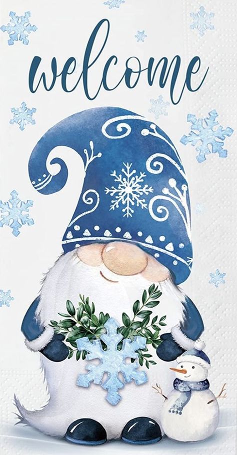 Holiday Gnome Painting, Winter Gnome Painting, Christmas Gnomes Painting, Gnomes Art, Christmas Knomes, Gnome Wallpaper, Blue Gnome, Winter Gnomes, Gnome Images