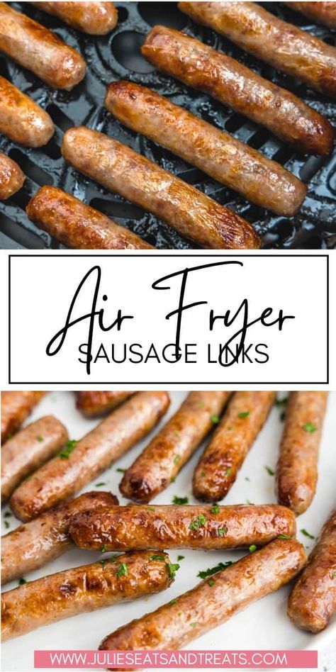 Say goodbye to those annoying grease splatters with Air Fryer Sausage Links. It's seriously the best way to whip up a quick breakfast. These sausages made in the air fryer are so easy to make, they'll be ready in just 10 minutes, giving you plenty of time to prep the rest of your morning feast. So go on, give it a whirl and see how simple your breakfast cooking can get! Air Fryer Sausage Links, Eckrich Sausage, Air Fryer Sausage, Raw Breakfast, Breakfast Sausage Links, Breakfast Cooking, How To Cook Chorizo, Fried Sausage, Tater Tot Breakfast