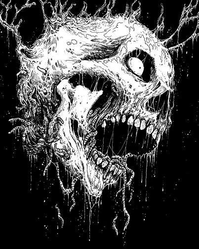 Imagen insertada Black Metal Art, Arte Punk, Skulls Drawing, Metal Skull, Skeleton Art, Dark Art Drawings, Skull Drawing, Dark Art Illustrations, A Skull