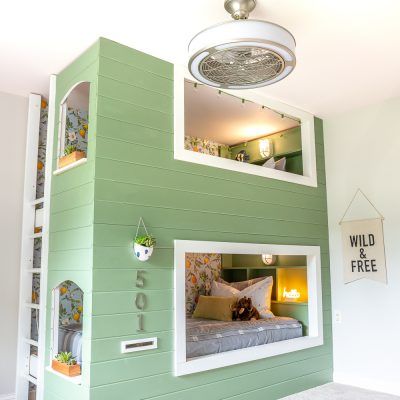 Bookshelves Archives – The House of Wood Kids Bunk Bed Ideas, Bunk Beds Kids, Coordinating Paint Colors, Bunk Bed Ideas, Floating Platform Bed, Kids Bunk Bed, Jen Woodhouse, Diy Built In, Beds Kids