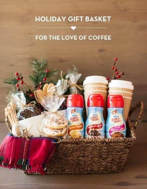 15 Genius Coffee Gift Basket Ideas - To DIY or Buy Coffee Basket Gift Ideas, Coffee Gift Basket Ideas, Best Christmas Gift Baskets, Diy Christmas Baskets, Coffee Lover Gifts Basket, Coffee Basket, Christmas Gift Baskets Diy, Coffee Gift Basket, Best Gift Baskets