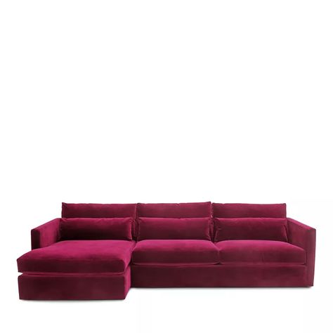 Bloomingdale's Artisan Collection - Blair 2-Piece Sectional Burgundy Couch, Modern Sectional Living Room, Suede Couch, Furniture Sectionals, Burgundy Sofas, Sustainable Building, Velvet Couch, Custom Sectional, Bedroom And Living Room