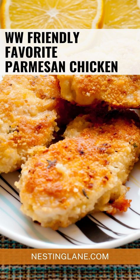 Ww Baked Chicken Recipes, Weight Watchers Parmesan Crusted Chicken, Ww Chicken Recipes Easy, Weight Watchers Chicken Parmesan, Ww Friendly Recipes, Ww Parmesan Crusted Chicken, Ww Chicken Recipes, Ww Recipes With Points, Weight Watchers Recipes Dinner Easy