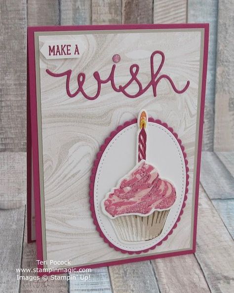 Make A Wish - With Sweet Cupcake Sweet Cupcake Stampin Up Cards, Stampin Up Hello Cupcake, Cupcake Cards, Hello Cupcake, Special Birthday Cards, Cupcake Card, Sweet Cupcake, Sweet Cupcakes, Birthday Cards For Women