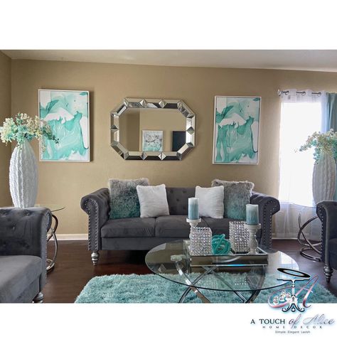 Torquise Living Room Ideas, Tiffany Blue Living Room Ideas, Grey And Teal Living Room Ideas, Grey And Teal Living Room, Turquoise Living Room Ideas, Teal Living Room Decor, Turquoise Living Room Decor, Living Room Turquoise, Girl Apartment Decor