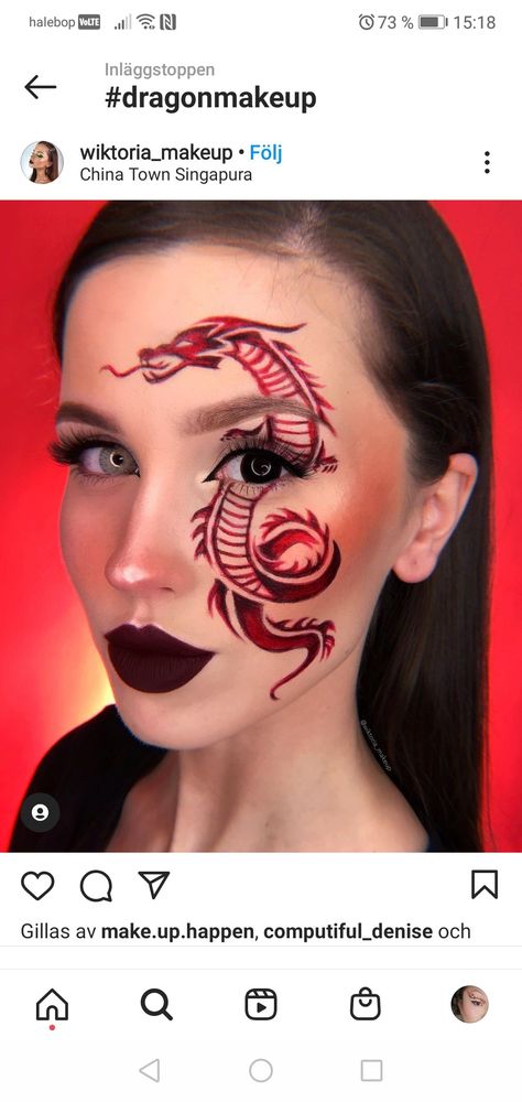 Dragon Inspired Makeup, Dragon Face Makeup, Red Dragon Makeup, Dragon Face Art, Dragon Makeup Halloween, Dragon Eye Makeup, Dragon Makeup Look, Makeup Artistique, Emoji Makeup