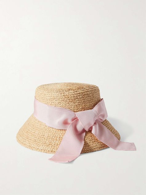 CAROLINA HERRERA Grosgrain-trimmed straw sunhat Cute Spring Hats, Sea Outfit, Country Pink, Womens Straw Hats, Designer Hair Accessories, Protecting Yourself, Couture Hats, Spring Hats, Wool Caps