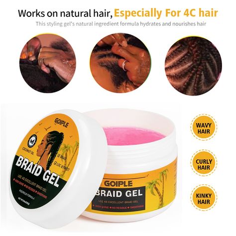 Braid Gel Good for Twist, Locs, Braids, Edge No Flake Extra Hold High Shine Braiding Gel & Edge Control, Loc Gel Long Lasting for Locks, Cornrows Loc Gel, Braid Gel, Twist Locs, Hair Gel For Men, Gel Curly Hair, Twist Cornrows, Smooth Shiny Hair, Braided Dreadlocks, Gel Natural