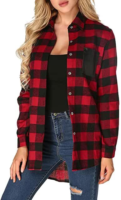 Amazon.com: red buffalo plaid - Prime Eligible / Clothing / Women: Clothing, Shoes & Jewelry Flannel Shirt Outfit, Red Flannel Shirt, Plaid Shirt Women, Buffalo Plaid Flannel, Flannel Outfits, Womens Flannel Shirt, Checkered Shirt, Plaid Flannel Shirt, Shirt Button