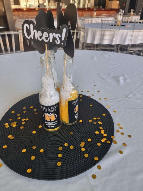 Cheers and Beers Bash: A Toast to Milestone Celebrations! – Katie J Design and Events Beer Table Decorations, Alcohol Centerpieces Parties, Beer Themed Birthday Party Food, Beer Themed Birthday Party Decorations, Cheers And Beers To 50 Years Party Ideas, Beers And Cheers To 40 Years Party Ideas, Cheers And Beers Party, Cheers And Beers To 30 Years Decorations, Cheers And Beers To 30 Years