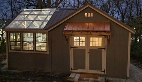 Greenhouse Tiny House, Green House Shed Combo, Shed With Greenhouse Attached, Shed And Greenhouse Combo, Shed Greenhouse Combo, Greenhouse Shed Combo, Shed Greenhouse, Farmhouse Sheds, Garden Shed Interiors