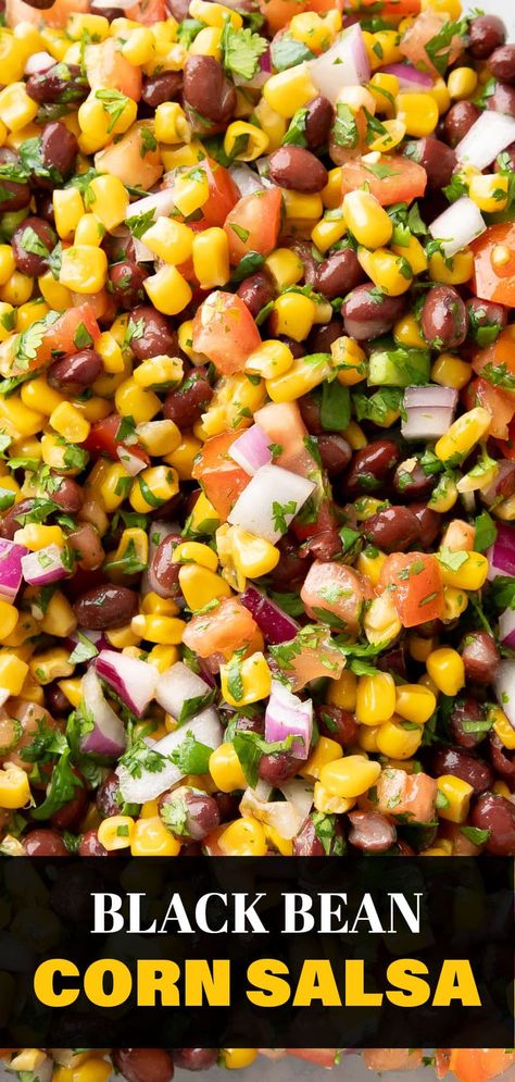 Black Bean and Corn Salsa from Beaming Baker. Zesty lime and warm cumin balance sweet corn and savory black bean in the tastiest Black Bean and Corn Salsa! Our favorite black bean and corn salsa recipe! Dip With Corn And Black Beans, Corn And Black Bean Dip Cold, Black Bean Corn Dip Recipe, Warm Bean Dip Recipes, Corn Bean Salsa Recipe, Corn Black Bean Dip, Corn And Black Bean Dip, Recipes With Black Beans And Corn, Black Bean Corn Dip