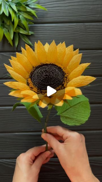 Sunflower Paper Flowers, Sunflower Paper Craft, How To Make Sunflower, Sunflower Template, Crepe Paper Flowers Diy, Crepe Paper Flower, Beautiful Sunflowers, Paper Sunflowers, Flowers Tutorial