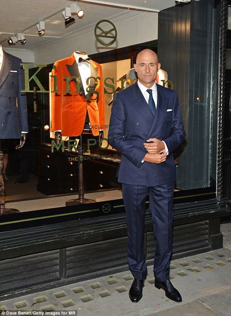 Main man: Mark Strong, who stars in Kingsman: The Golden Circle, was putting in an appearance at the event Kingsman Costume, Mark Strong Actor, James Bond Outfits, Bond Outfits, The Golden Circle, Mark Strong, Mens Fashion Smart, Golden Circle, Claudia Schiffer