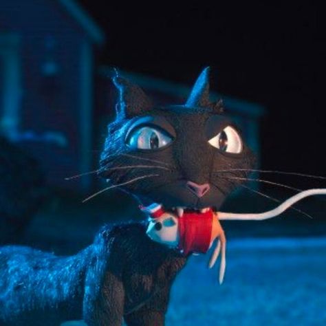 Cat Tilting Head, Coraline Cat, Coraline, Black Cat, Red, Black