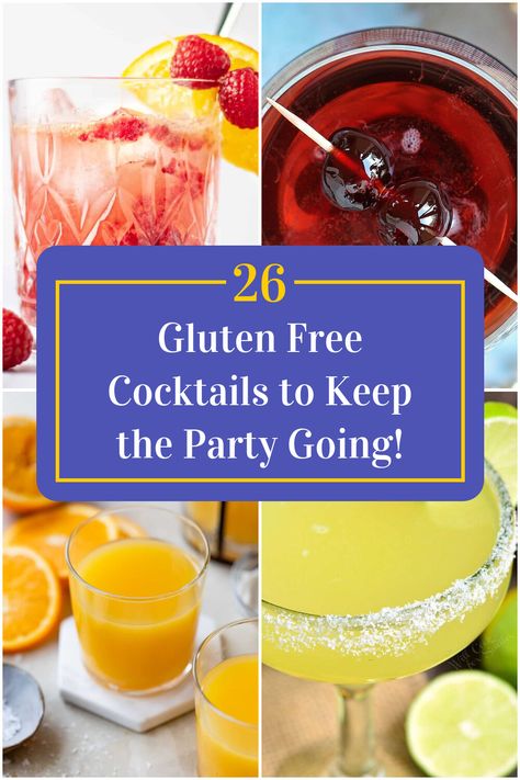 Collage of 4 gluten free cocktails. Gluten Free Alcoholic Drinks, Gluten Free Cocktails, Vodka Recipes Drinks, Gold Drinks, Tasty Drinks, Best Gluten Free, Holiday Cocktails, Party Drinks, Food App