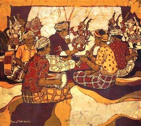 Artworks of Ismail Mat Hussin (1938) Wayang Kulit Wayang Kulit Malaysia, Wayang Kulit Art, Nusantara Art, Malay Culture, Southeast Asian Arts, Indonesian Art, Batik Art, Figurative Artists, Historical Art