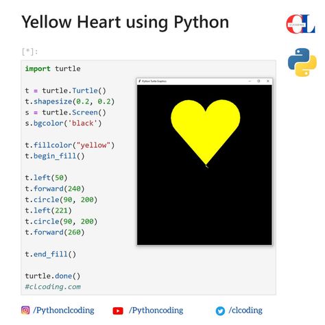 Happy Friendship Day! Yellow Heart using Python Python Programming Coding, Python Learning, Simple Python Code, Phyton Programming Code, Python Language, Coding Python, Learn Hacking, Coding In Python, Python Coding