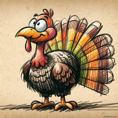 Turkey Drawing Cute, Easy Turkey Drawing, Funny Turkey Pictures, Fall Drawing Ideas, Haunted House Drawing, Happy Thanksgiving Wallpaper, Thanksgiving Drawings, Turkey Drawing, Cutout Art