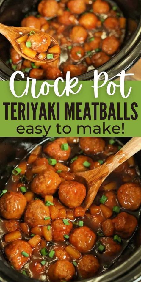 Teriyaki Pineapple Meatballs Crockpot, Slow Cooker Teriyaki Meatballs, Teriyaki Meatballs Crockpot, Chicken Meatballs Crockpot, January Dinners, Teriyaki Pineapple Meatballs, Easy Teriyaki Meatballs, Meatballs With Pineapple, Crockpot Teriyaki