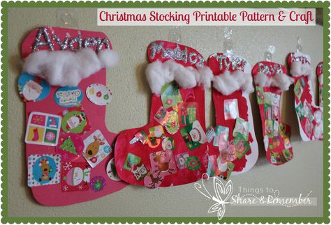 Christmas Stocking Craft and Printable Pattern Christmas Crafts Stocking, Paper Christmas Stocking Craft, Stocking Craft Kindergarten, Stocking Craft Preschool, Stocking Arts And Crafts For Kids, Christmas Stocking Art For Kids, Stocking Art Project For Kids, Christmas Stocking Craft, Fancy Scissors