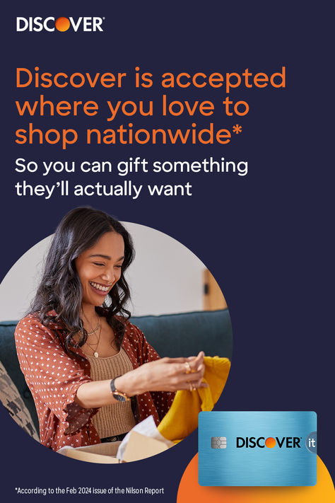 Put serious thought into your holiday gifts, and give something that’s personal to them. Discover is accepted at millions of places nationwide*, so whatever they’re into, use your Discover card to buy something they’ll love. Best Credit Cards, Discover Card, Credit Card Offers, Love To Shop, Banking, Credit Cards, Holiday Gifts, Christmas Gift, Credit Card